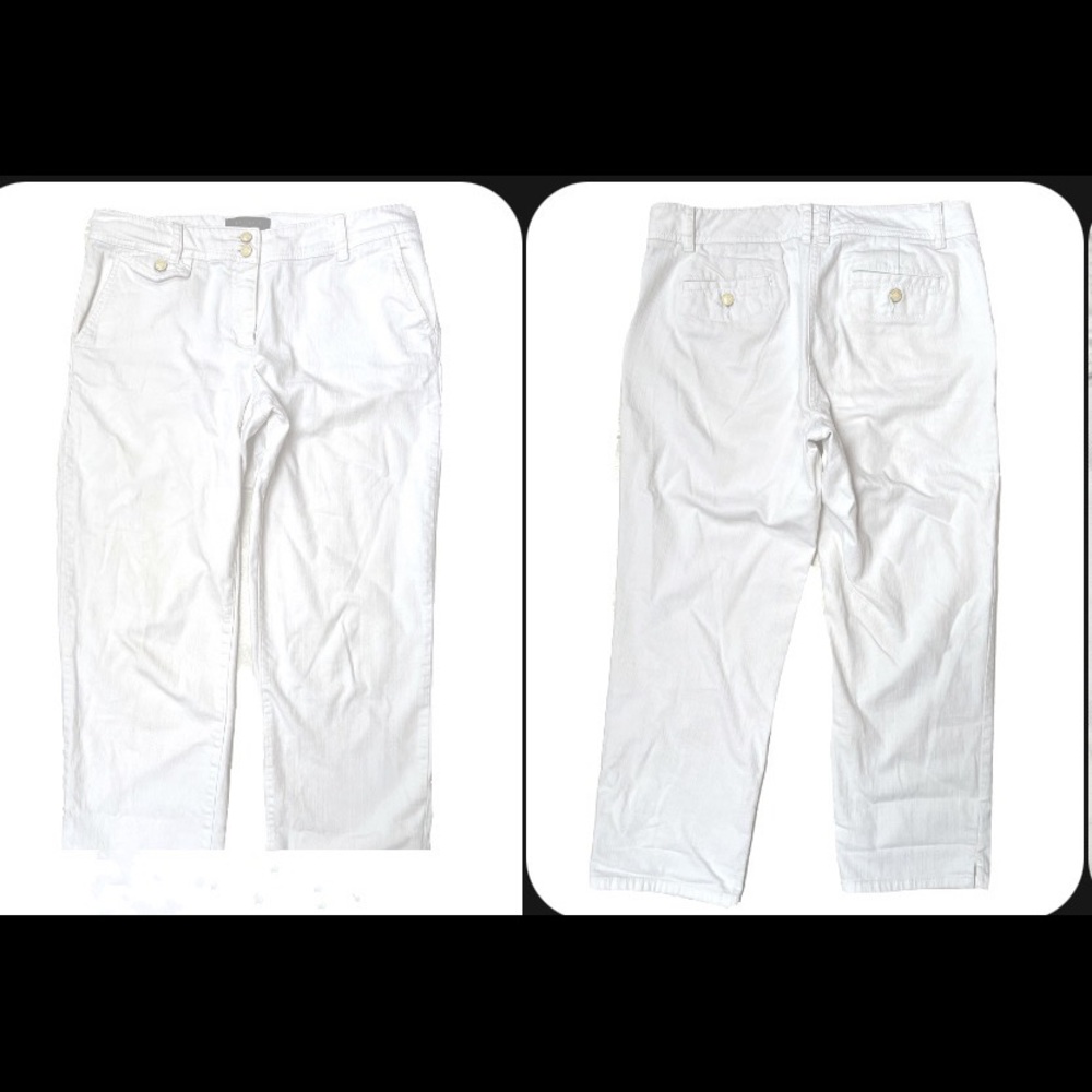 Talbots Women's Capri Jeans. Size 8.  White Cropped Denim Straigh leg Crop.